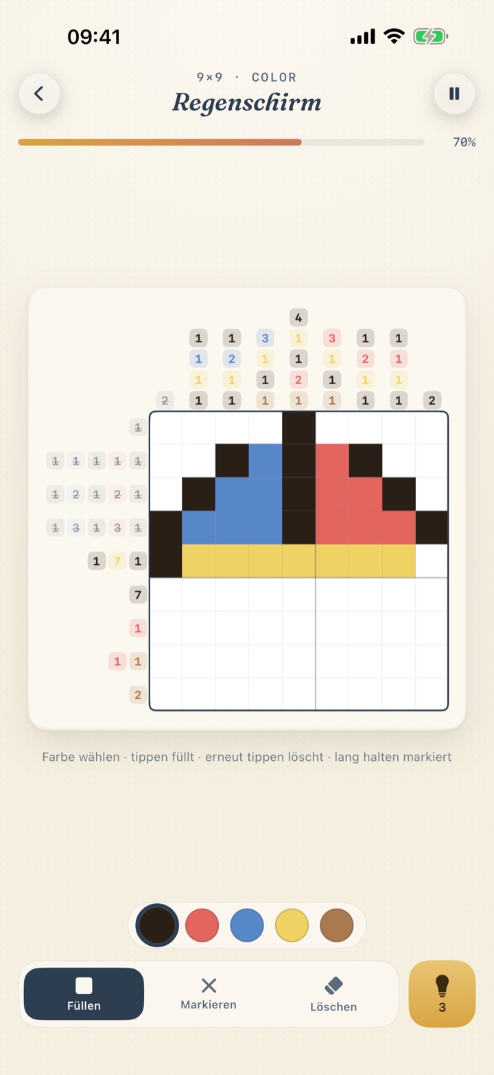 Farb-Nonogramm „Regenschirm