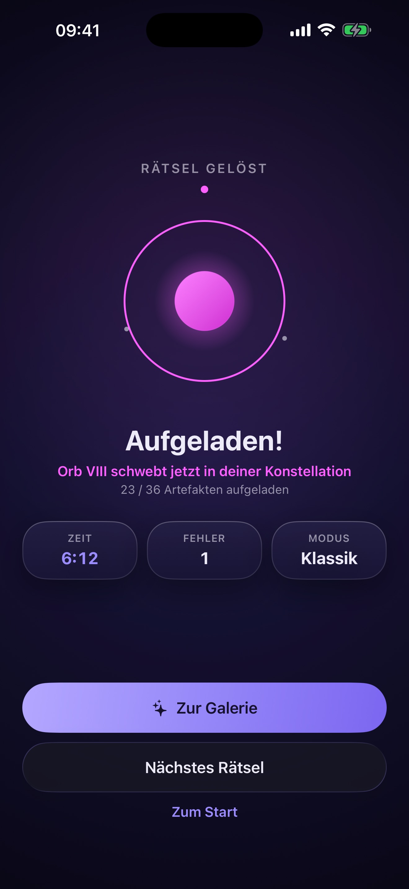 Prisma Belohnungsbildschirm „Aufgeladen!